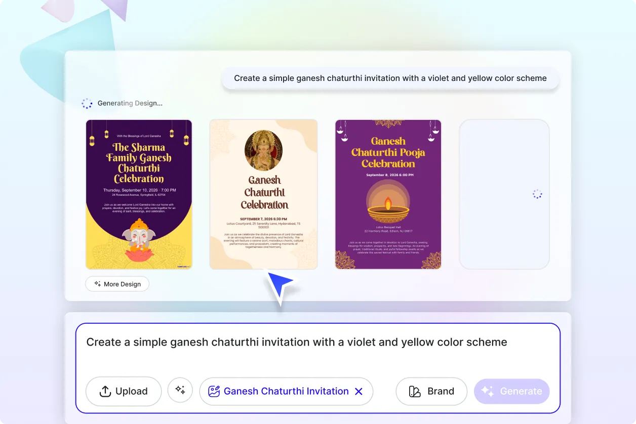 Free AI Ganesh Chaturthi Invitation Generator, Free Online Festival Invitation Maker